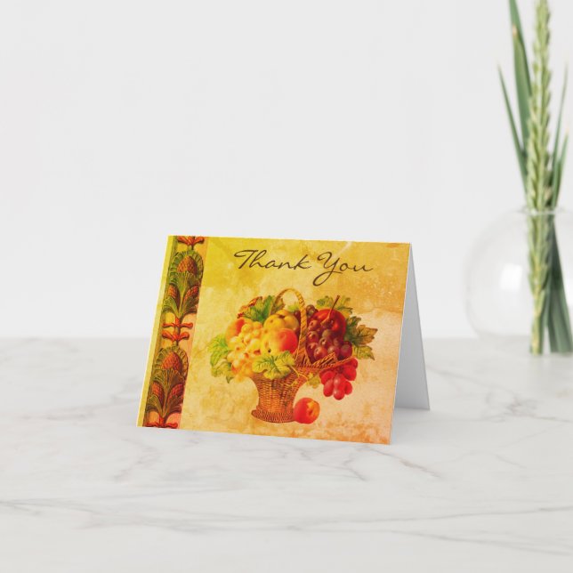 Tarjeta de agradecimiento a Vintage Art Fruit Bask (Anverso)