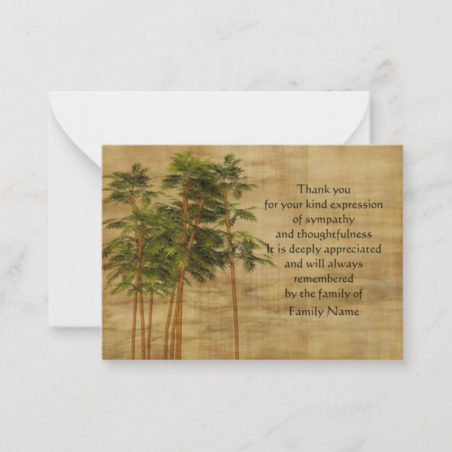 Tarjeta de agradecimiento a Vintage Bamboo Leaves (Anverso)