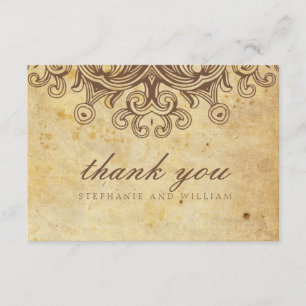 Tarjeta de agradecimiento a Vintage Brown Boda