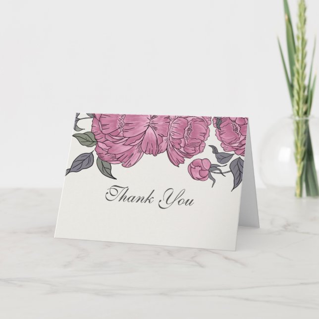 Tarjeta de agradecimiento a Vintage Peonies (Anverso)