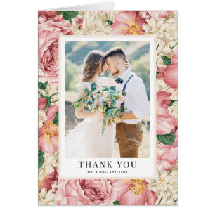 Tarjeta de agradecimiento a Vintage Peonies Boda
