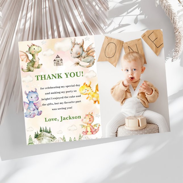 Tarjeta de agradecimiento a Watercolor Cute Dragon (Subido por el creador)