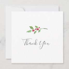 Tarjeta de agradecimiento a Watercolor Holly Sprig