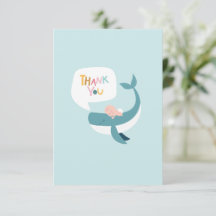 Tarjeta de agradecimiento a Whale Baby Shower Flat