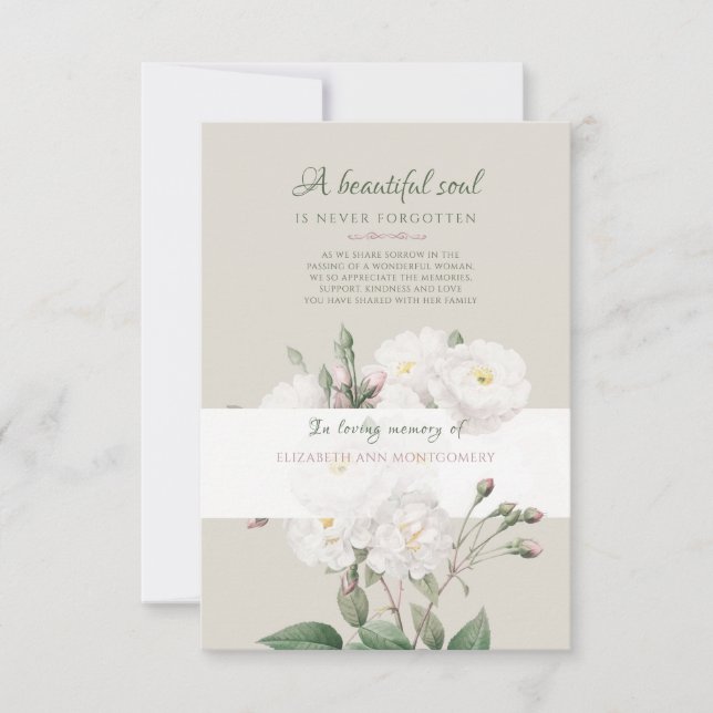 Tarjeta de agradecimiento a White Roses Bereavemen (Anverso)