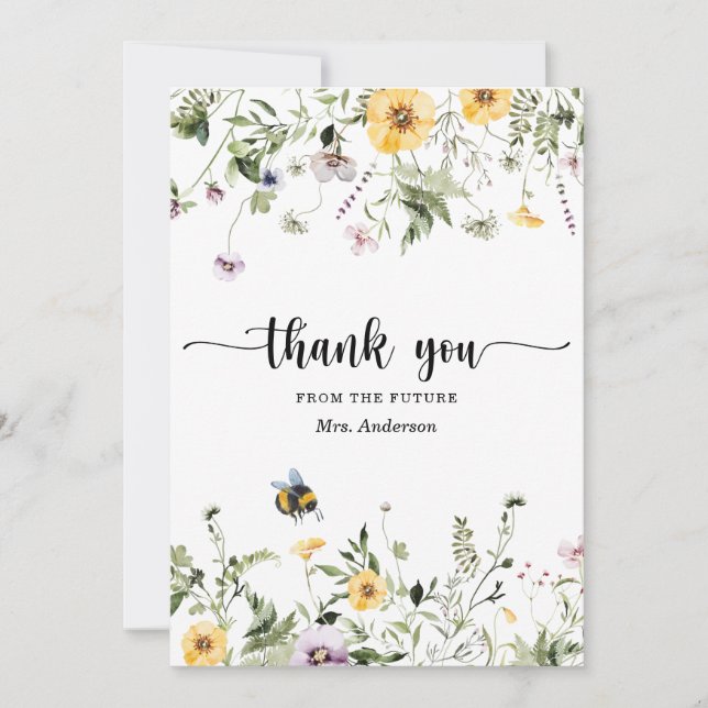Tarjeta de agradecimiento a Wildflower Bee Bridal  (Anverso)