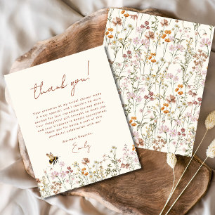 Tarjeta de agradecimiento a Wildflower Bee Bridal