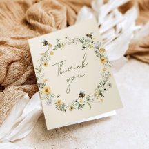 Tarjeta de agradecimiento a Wildflower Bee Bridal
