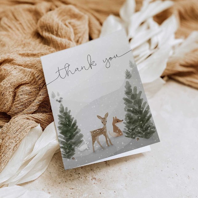 Tarjeta de agradecimiento a Winter Boho Woodland B (Subido por el creador)