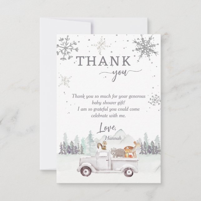 Tarjeta de agradecimiento a Winter Woodland Baby S (Anverso)