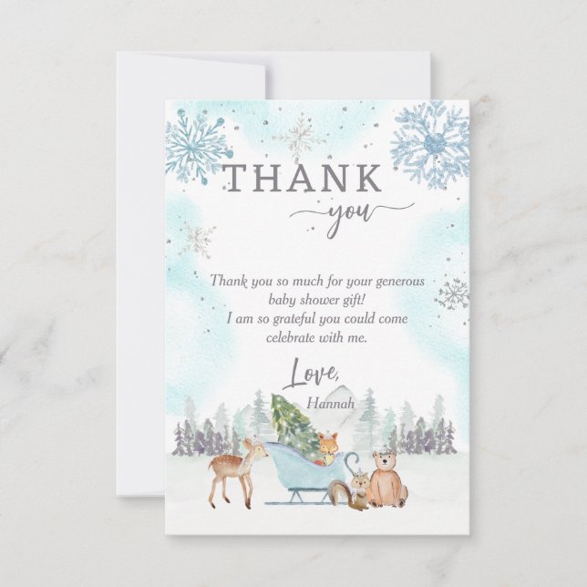 Tarjeta de agradecimiento a Winter Woodland Baby S (Anverso)