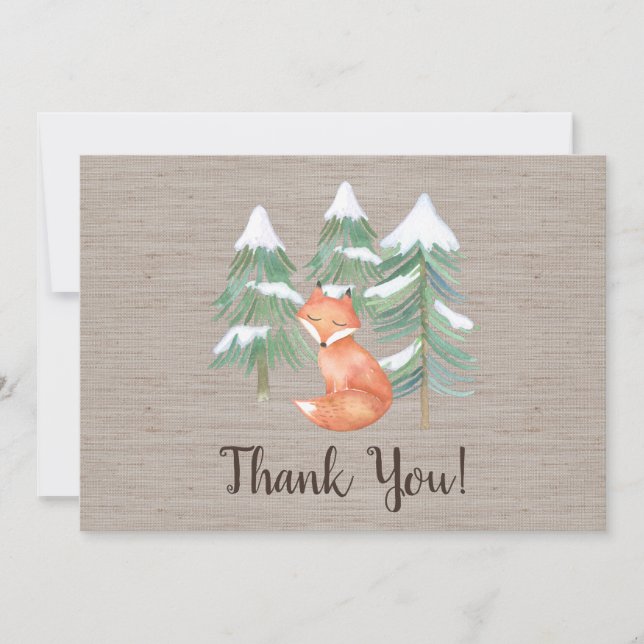 Tarjeta de agradecimiento a Winter Woodland Fox (Anverso)