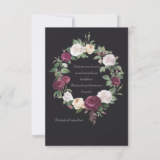 Tarjeta de agradecimiento a Wreath Bereavement (Anverso)