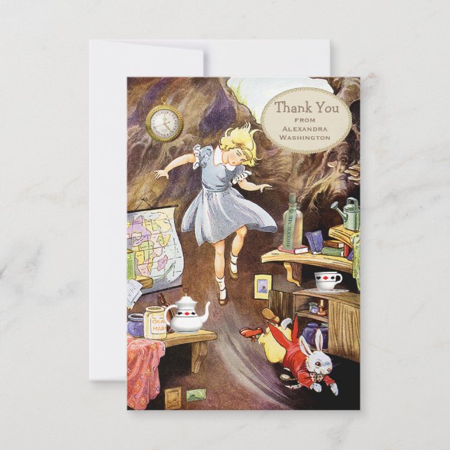 Tarjeta De Agradecimiento Abajo de la madriguera de conejo gracias ducha (Anverso)