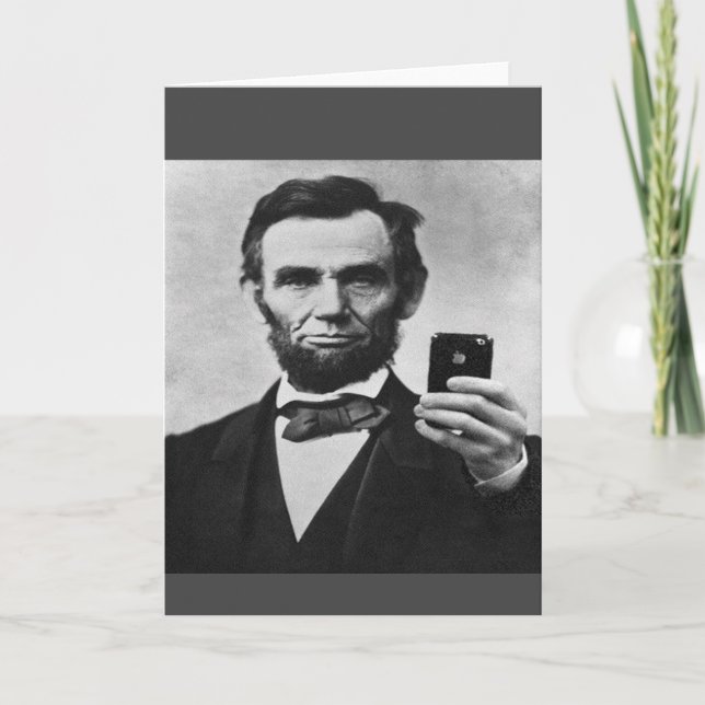 Tarjeta De Agradecimiento Abe Lincoln con teléfono celular (Anverso)