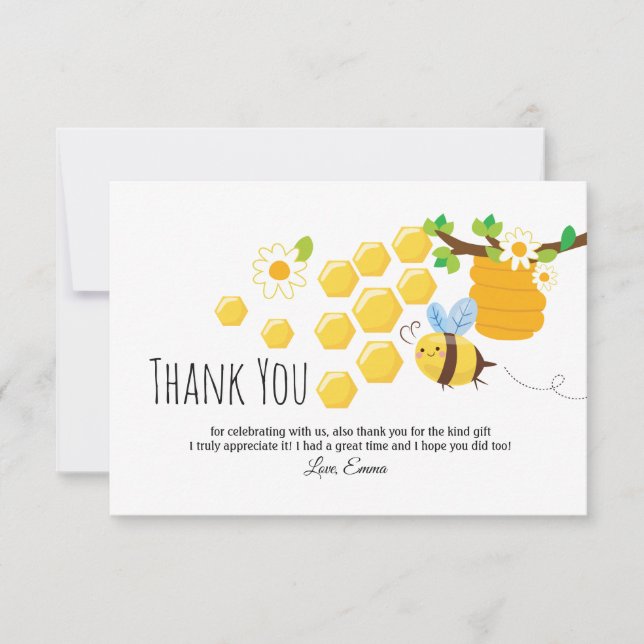 Tarjeta De Agradecimiento abeja, abeja miel, peine de miel, abeja de burbuja (Anverso)