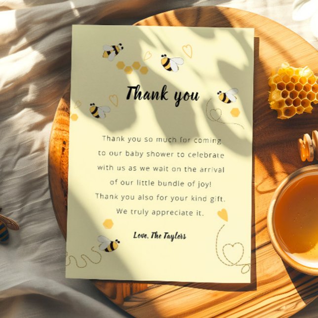Tarjeta De Agradecimiento Abeja Amarilla Fiesta de Bebé Neutral (Subido por el creador)