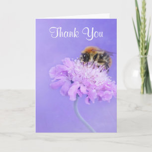 Tarjeta De Agradecimiento Abeja carpintera posada en una flor rosa Gracias