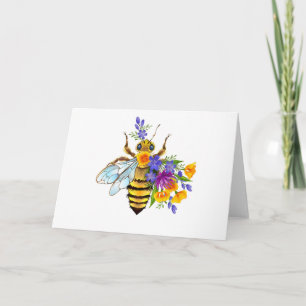 Tarjeta De Agradecimiento Abeja de flor con plantas silvestres