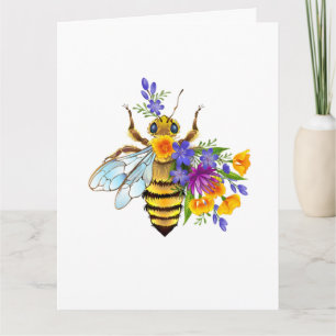 Tarjeta De Agradecimiento Abeja de flor con plantas silvestres