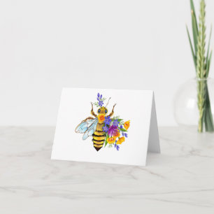 Tarjeta De Agradecimiento Abeja de flor con plantas silvestres
