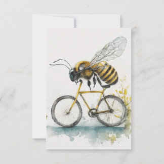 Tarjeta De Agradecimiento Abeja divertida montando un dibujo de la acuarela 