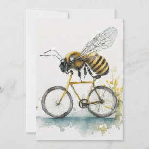 Tarjeta De Agradecimiento Abeja divertida montando un dibujo de la acuarela