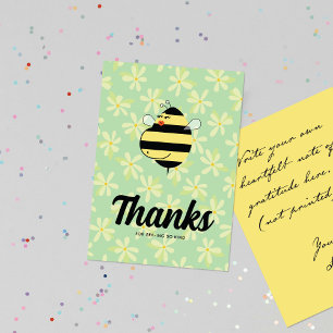 Tarjeta De Agradecimiento Abeja embarazada flores amarillas