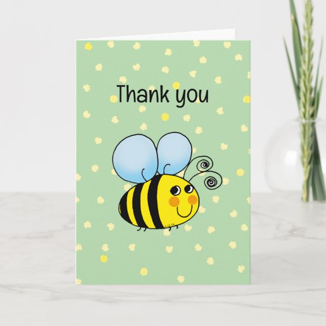 tarjeta de agradecimiento (abeja feliz) (Anverso)