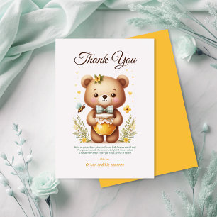 Tarjeta De Agradecimiento Abeja floral de oso de miel vegetación neutra