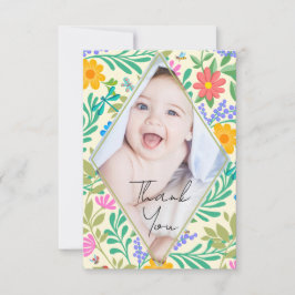 Tarjeta De Agradecimiento Abeja, Mariquita, Mariposa, Libélula y Flores