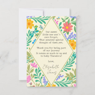 Tarjeta De Agradecimiento Abeja, Mariquita, Mariposa, Libélula y Flores