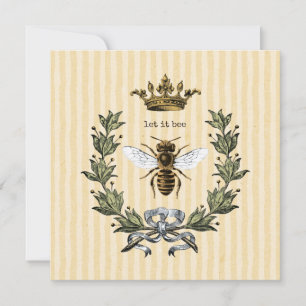 Tarjeta De Agradecimiento Abeja Reina con Corona sobre Rayas