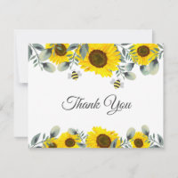 Abejas cortas en girasoles Baby Shower Gracias tar
