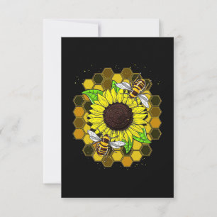 Tarjeta De Agradecimiento Abejas de girasol hippie