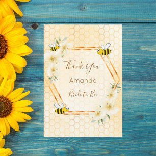 Tarjeta De Agradecimiento Abejas de lluvia de novia panal floral
