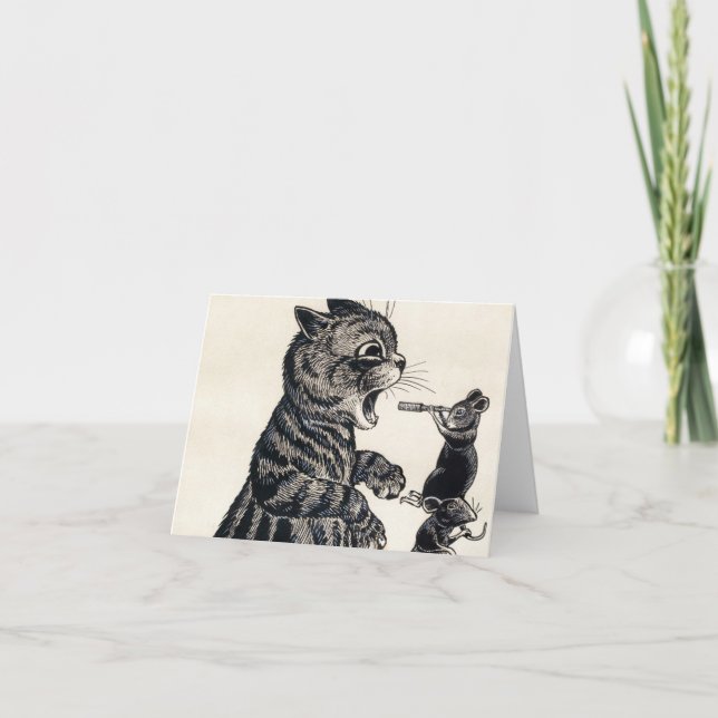 Tarjeta De Agradecimiento Abierta de forma amplia por Louis Wain (Anverso)