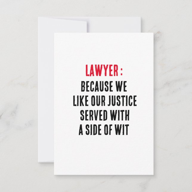 Tarjeta De Agradecimiento Abogado Porque nos gusta que se haga justicia con  (Anverso)