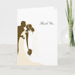 Tarjeta De Agradecimiento Abrazo de novia y de Groom - Crema
