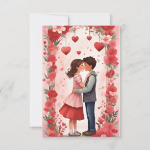 Tarjeta De Agradecimiento Abrazo eterno: Un beso El día de San Valentín