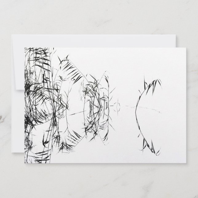 Tarjeta De Agradecimiento Abstract Black and White Reeds Water Reflections (Anverso)