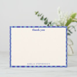 Tarjeta De Agradecimiento Abstract Checkerboard Blue Custom Baby Shower