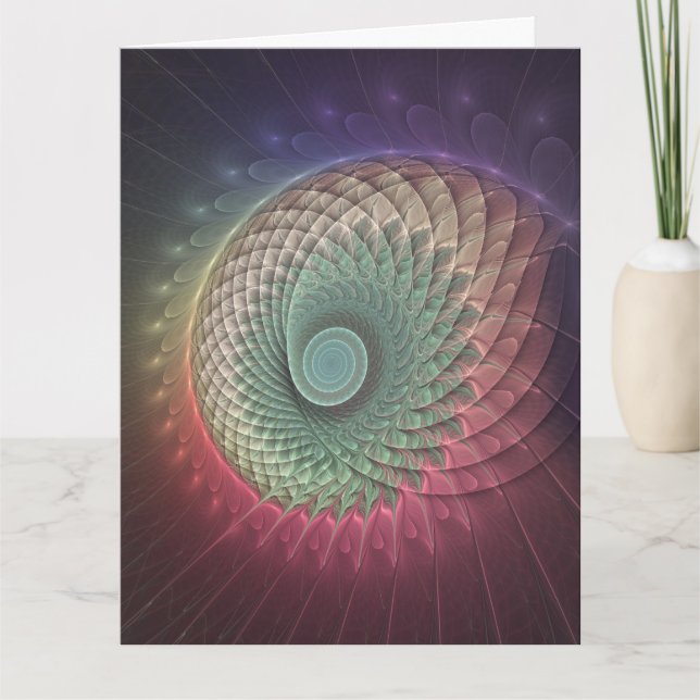 Tarjeta De Agradecimiento Abstract Snail Colorful Modern Fractal Art (Anverso)