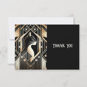 Tarjeta de agradecimiento abstracta de gato negro 