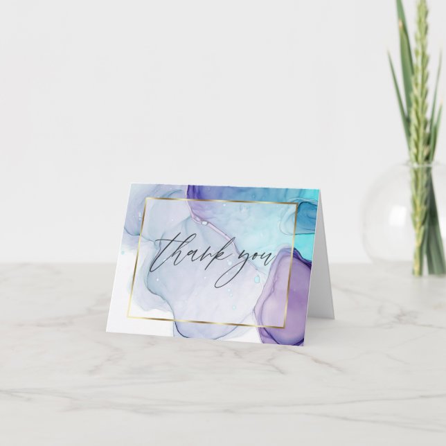 Tarjeta de agradecimiento abstracta de tinta de al (Anverso)