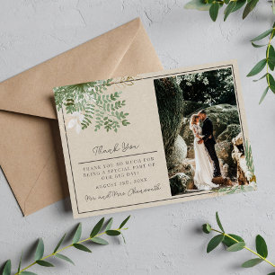 Tarjeta De Agradecimiento Abstracto acuarela Floral Sage Green Boda