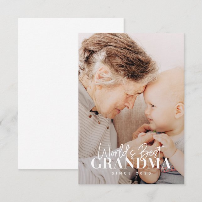 Tarjeta De Agradecimiento Abuela del Mundo Mejor Desde 20XX Simple Chic Foto (Anverso / Reverso)