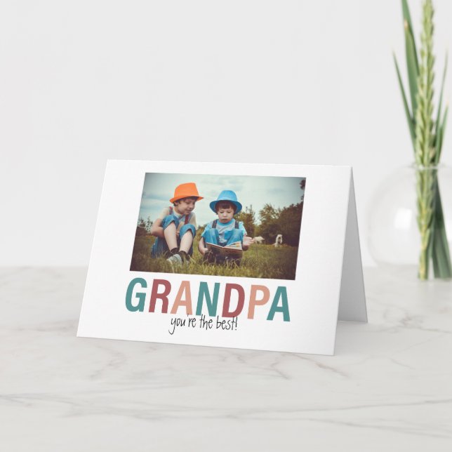 Tarjeta De Agradecimiento Abuelo, eres el mejor Personalizado fotográfico mo (Anverso)