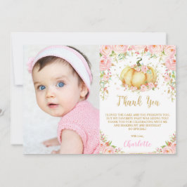 Tarjeta De Agradecimiento Abundancia de la calabaza rosa delgado