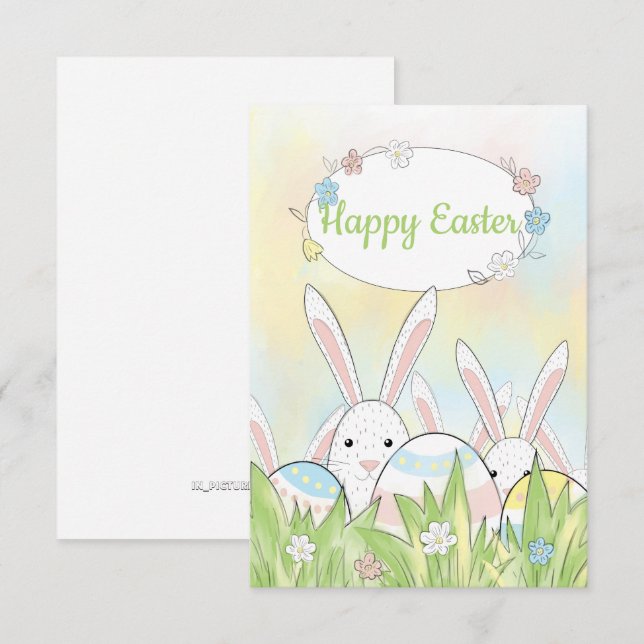Tarjeta De Agradecimiento Abundancia linda de Pascua y huevos (Anverso / Reverso)